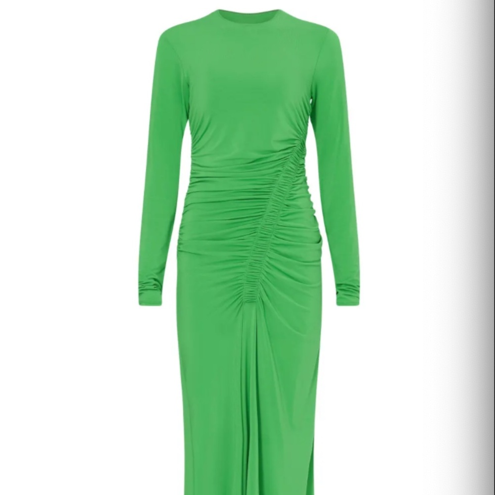 A.L.C. Adeline Emerald Green Ruched Long Sleeve Dress – Size Medium